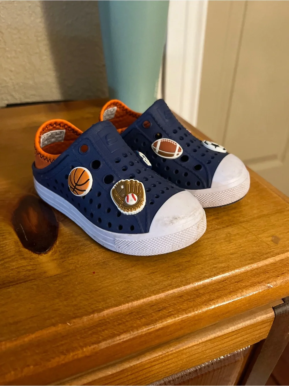Skechers Kids Navy and Orange Slip-On Sport Shoes